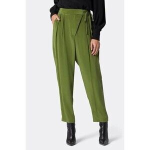$298 Joie Women's Green Wilmont Pleated Silk Ankle Pants Plus Sz 2